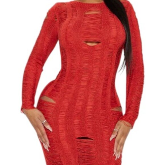 Los Cabos Crochet Midi Dress - Rust (NWT) XL - Picture 5 of 9
